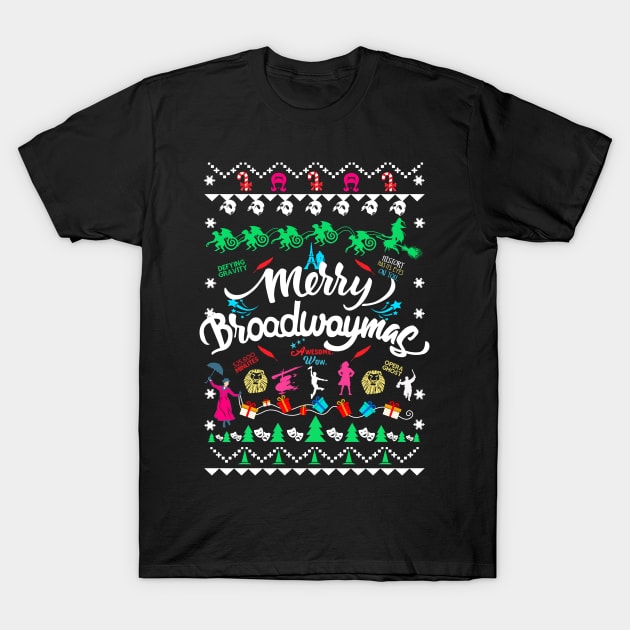 Broadway Ugly Christmas Sweater T-Shirt by KsuAnn